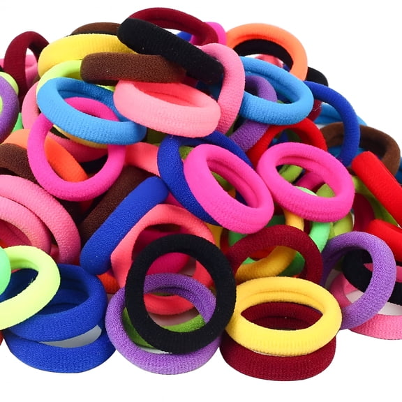TUWAFE 100 Pcs Cotton Toddler Hair Ties Multicolor Seamless Ponytail Holders