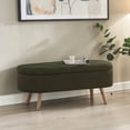 thumbnail image 2 of GZXS 42 Inch Oval Entryway Storage Bench, Boucle Upholstered Flip-Top Ottoman with Safety Hinges and Rubber Wood Legs (Dark Green), 2 of 6