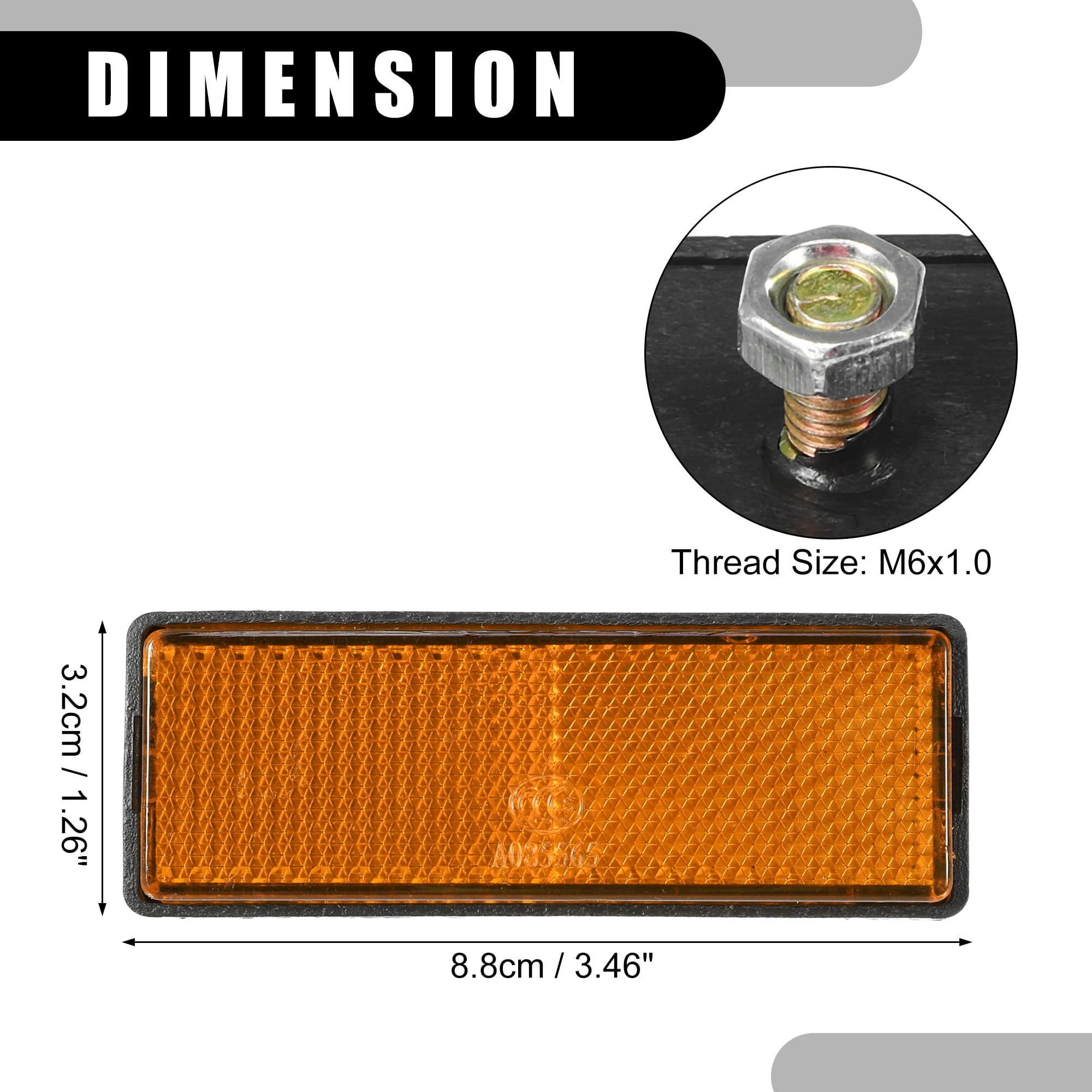 Unique Bargains 4x 3.46"x1.26" Rectangle Motorcycle Safety Reflector Red Orange