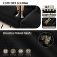 thumbnail image 3 of Chesterfield Sofa, 89 " W 3-In-1 Pull-Out Sofa Bed, Convertible Sleeper Sofa Bed, King Size Sofa Bed, Chaise Lounge, Velvet 3-Seater Sofa with Movable Ottoman, Tufted Design (Black), 3 of 11