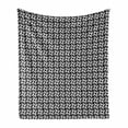 thumbnail image 1 of Monochrome Soft Flannel Fleece Blanket, Geometric Pattern of Circles inside Squares and Swirly Stripes Contemporary, Cozy Plush for Indoor and Outdoor Use, 50" x 70", Black and White, by Ambesonne, 1 of 5
