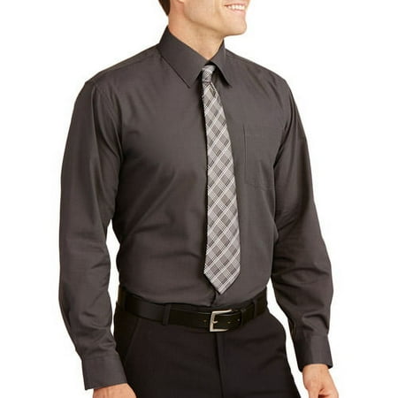 ^^big Men's Solid Dress Shirt With Match