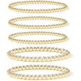 thumbnail image 1 of Pulsera de cuentas de oro para mujer, pulsera de cuentas chapada en oro, pulsera elástica retráctil, paquete de cinco JM, 1 of 4