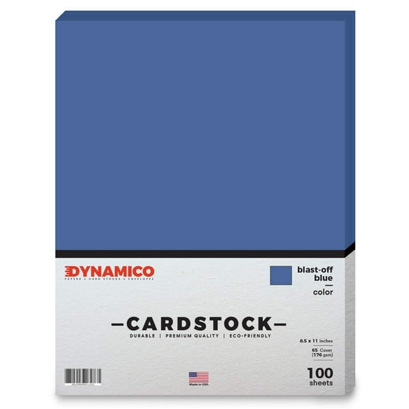 Blast-Off Blue Cardstock Paper ? 8 1/2 x 11" Medium weight 65 LB (175 gsm) Cover Card Stock - for Cards, Invitations, Brochure, Award, and Stationery Printing - 100 Sheets Per Pack