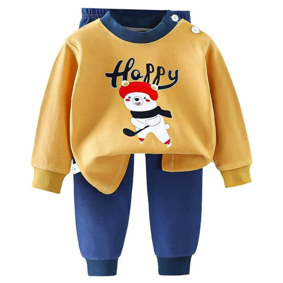 Caqnni Baby Girl Fall Winter Clothes Outfits Toddler Long Sleeve Sweatshirt Set Sweatshirt Pullover Tops Jogger Pants Toddler Gift 3 6 12 18 24 Months 2T 3T Outfits,6-12 Months