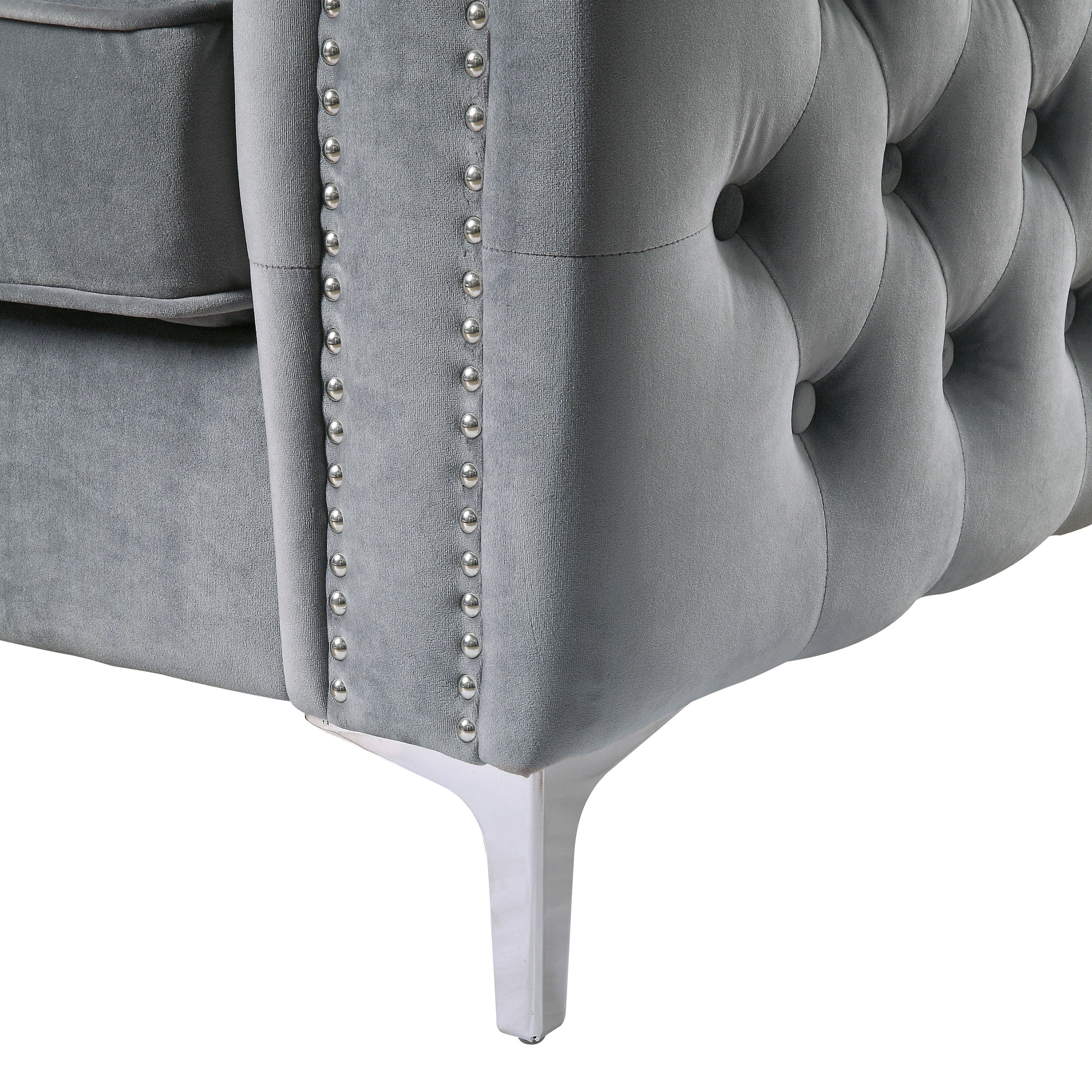 Furniture of America Tufted Fabric Glam Ginny Sectional, Gray