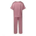 thumbnail image 5 of AOMPMSDX Womens Satin Silky Pajama Set Short Sleeve Shirt With Long Pajama Pant Set Soft PJ Loungewear Light XL, 5 of 5