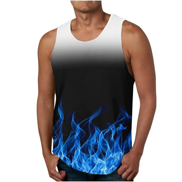 Hombres Casual Gradación Impresión Suéter Cuello Redondo Tanque Deportivo