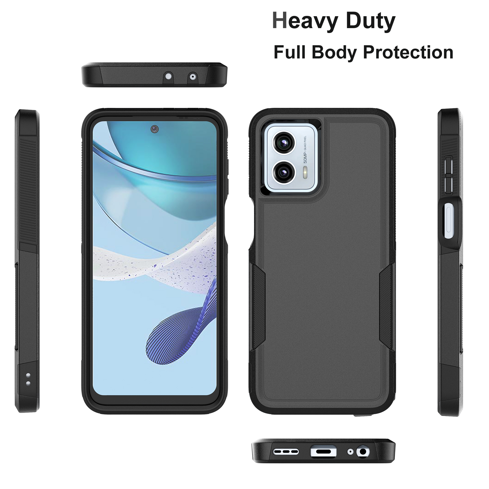 Njjex Moto G 5G 2023 Hybrid Shockproof Case, Black photo 4
