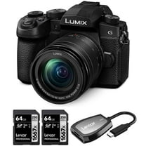 Panasonic DC-G95DMK Lumix G95 20.3MP Mirrorless Camera 12-60mm F3.5-5.6 MFT 3 inch OLED Lens Bundle with 2x Lexar Professional 1667x 64GB SDXC UHS-II Memory Card and Lexar Pro USB-C Dual-Slot Reader