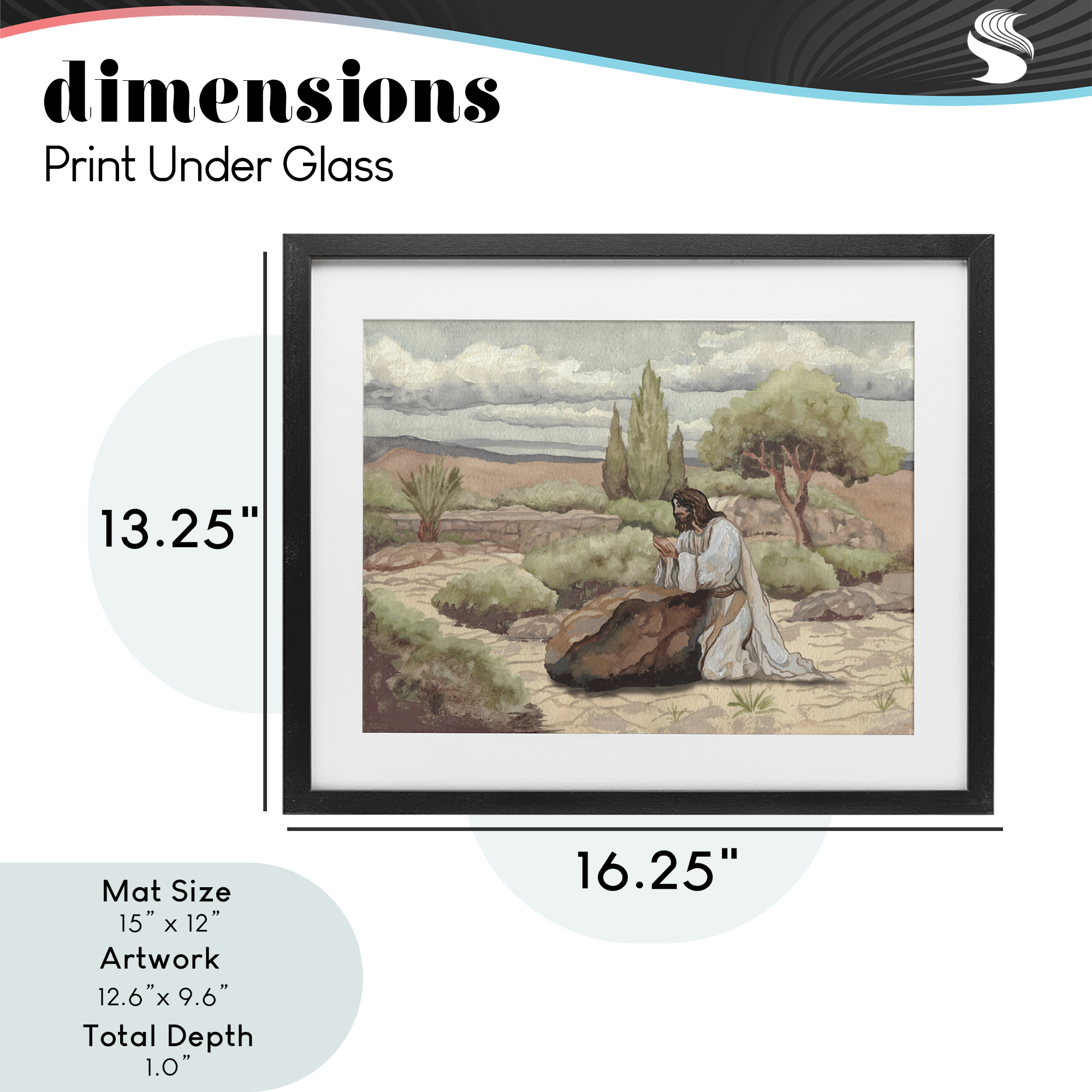 Stupell Industries Jesus Praying Countryside Black Framed Print Under Glass, design by Elizabeth Medley