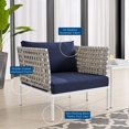 thumbnail image 3 of Side Lounge Chair Armchair, Sunbrella, Aluminum, Metal, Steel, Blue Navy, Modern Contemporary Urban Design, Outdoor Patio Balcony Cafe Bistro Garden Furniture Hotel Hospitality, 3 of 8