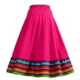 thumbnail image 6 of Costeam Womens Ethnic Print Flowy Midi Skirt Full Elastic High Waist Wide Swing Hem Lightweight Breathable Loose Dance Performance A Line Skirts, 6 of 7
