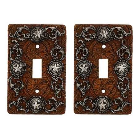 Set of 2 Western Stars With Lace Scroll Art Wall Single Toggle Switch Plates