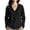 Black, variant on Lightweight Waffle Knit Hooded for Women, V Neck Long Sleeve Pocket Curved Hem Loose Ladies Tunic for Daily Casual Vacation