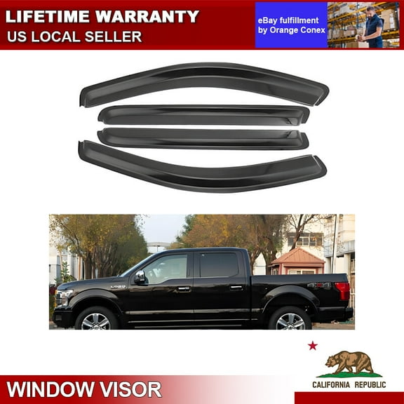 For 2004-08 Ford F150 Supercrew Cab Window Visor Rain Guard Wind Deflectors
