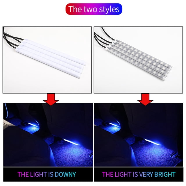 Luces interiores del coche, luces LED de tirarere del coche, Kit LED de Control de aplicación para coche, modo DIY y Sensor de para USB blanco