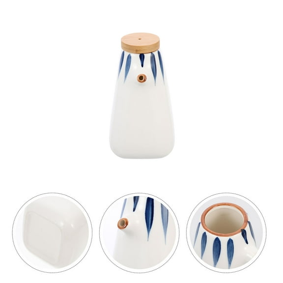 FOMIYES Ceramic Condiment Bottle Oil Vinegar Dispenser White 1Pcs 5.1x2.8x2.8in