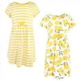 thumbnail image 2 of Touched by Nature Baby and Toddler Girl Organic Cotton Short-Sleeve Dresses 2pk, Lemon Tree, 10 Years, 2 of 6