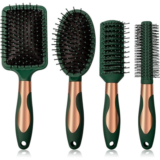 Juego de Cepillos para el Cabello WEIHJMXG Peine Ovalado de Masaje Antiestático y Cepillo Redondo con Ventilación