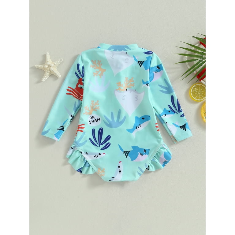 Baby girl one piece long sleeve swimsuit best sale