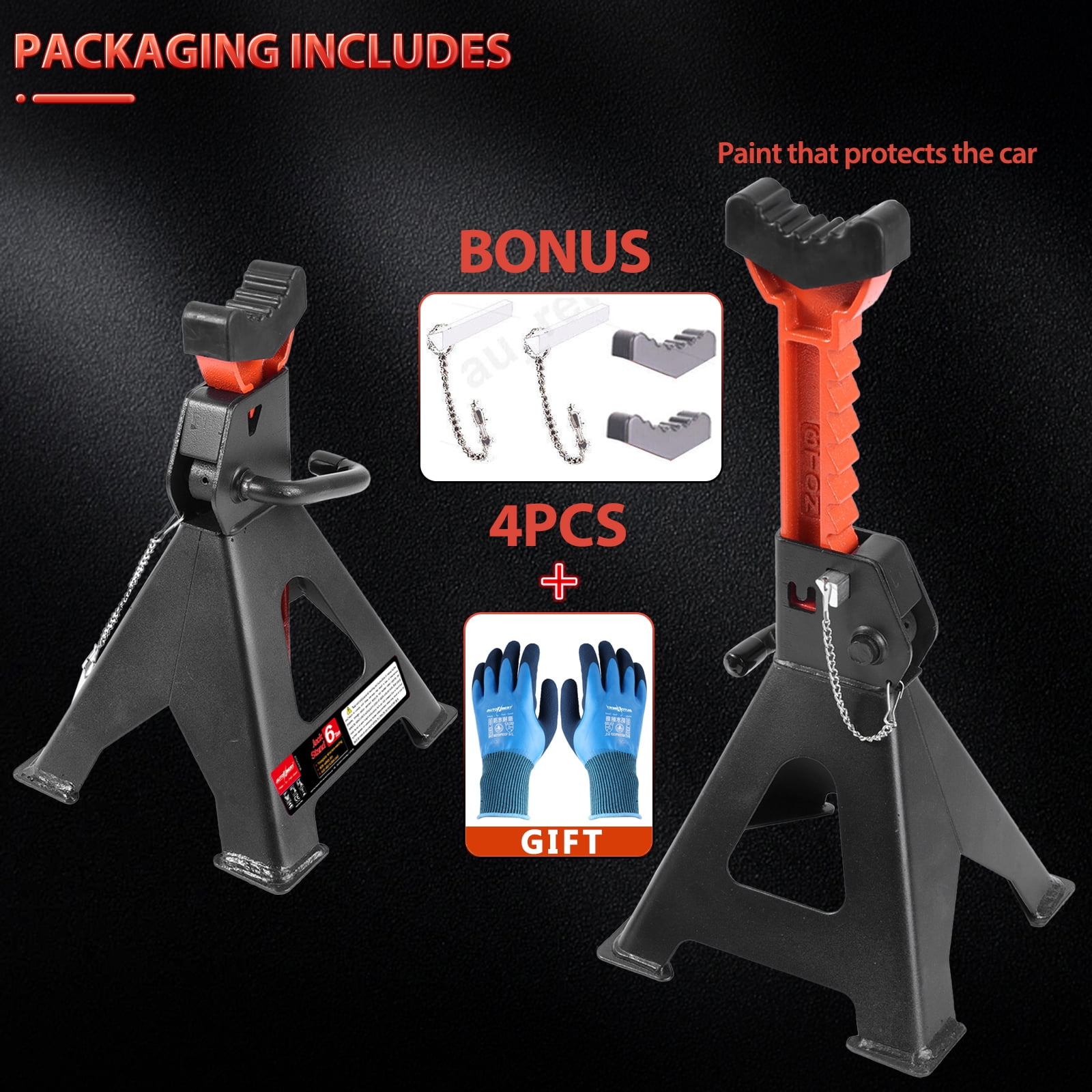 2X Jack Stands Car Jack Stands 6T (13,000 lbs) Capacity Double Locking Universal