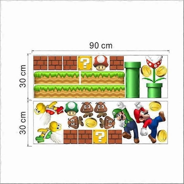 Two pieces 30×90cm Super Mario stickers Decorative wall stickers for children's room