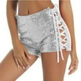 thumbnail image 5 of Byworldtasic Women's Carnival Sparkly Sequin Micro Shorts Y2k Low Rise Mini Booty Shorts, 5 of 9