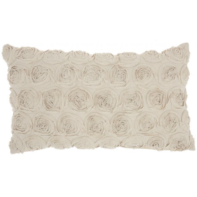homeroots home decor 386251 Off White Embossed Rose Lumbar Pillow