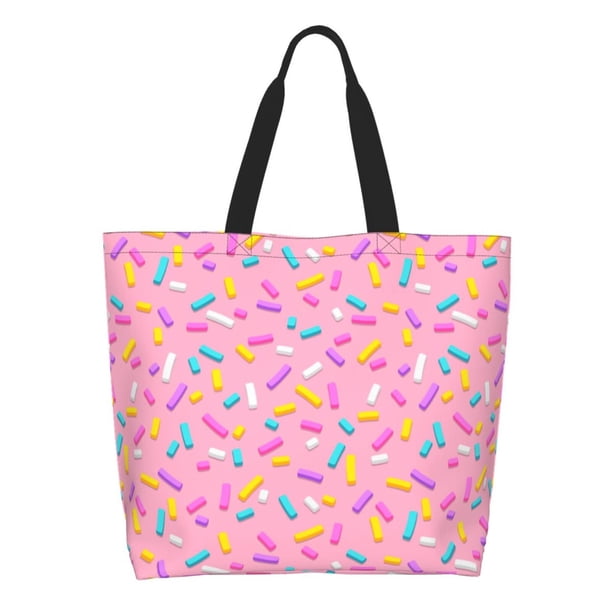 Disketp Pink Donut Bolsa Tote Estampada para Mujer, Bolso de Hombro y de Mano para Compras y Viajes