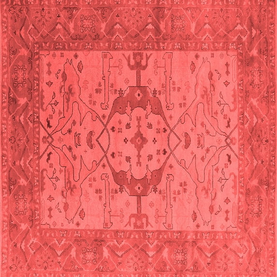 Ahgly Company Indoor Square Oriental Red Industrial Area Rugs, 5' Square