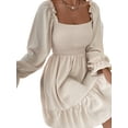 thumbnail image 3 of Liacowi Women Casual Mini Dress Long Sleeve Square Neck Dresses Loose Ruffle Dress, 3 of 5