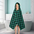 thumbnail image 6 of Teal and Black Checkerboard Pattern Hooded Bath Towel，50"x30" for Ages 3 To 12 Kids, Quick Dry Lightweight Soft Microfiber Hood Beach Towel Cover Up for Kids, 6 of 7