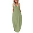 thumbnail image 1 of Youmylove Robes Maxi d'Été pour Femmes Robe Longue Unie à Col Rond Manches Longues Patchwork Mode Confortable Ligne A Fluide Longues Robes, 1 of 6