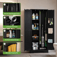 thumbnail image 3 of NORTHSKY Wooden Storage Cabinet, Broom Closet & Vacuum Cleaner Storage Compatible with Dyson Vacuum, Utility Cabinet for Brooms and Mops, Cleaning Tool Cabinet w/Doors for Garage, Home (Black), 3 of 7