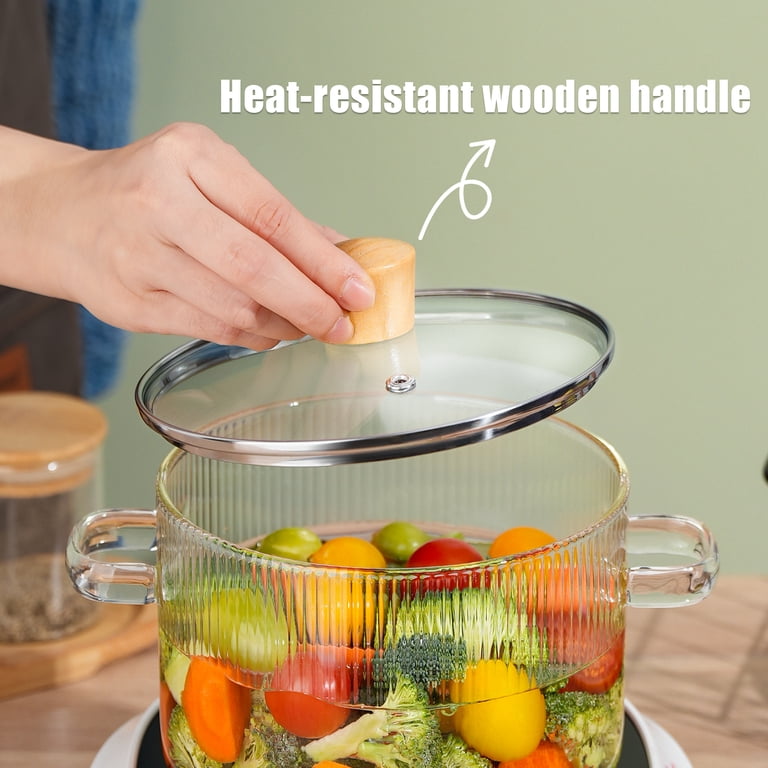 NiHome 1.8L Borosilicate Glass Cooking Pot with Wooden Lid photo 7