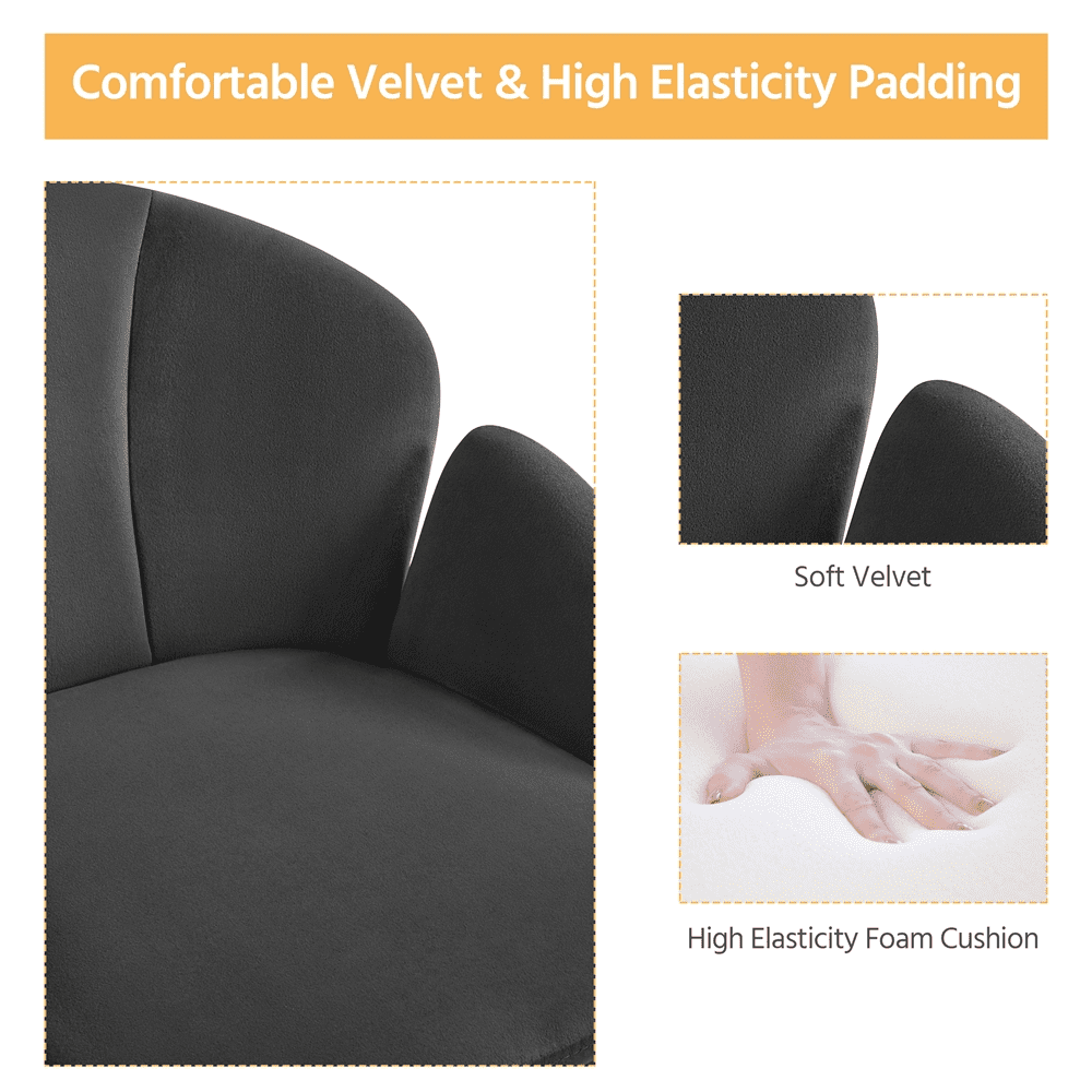 Yaheetech Modern Velvet Desk Chair for Home Office, Set of 2, Dark Gray