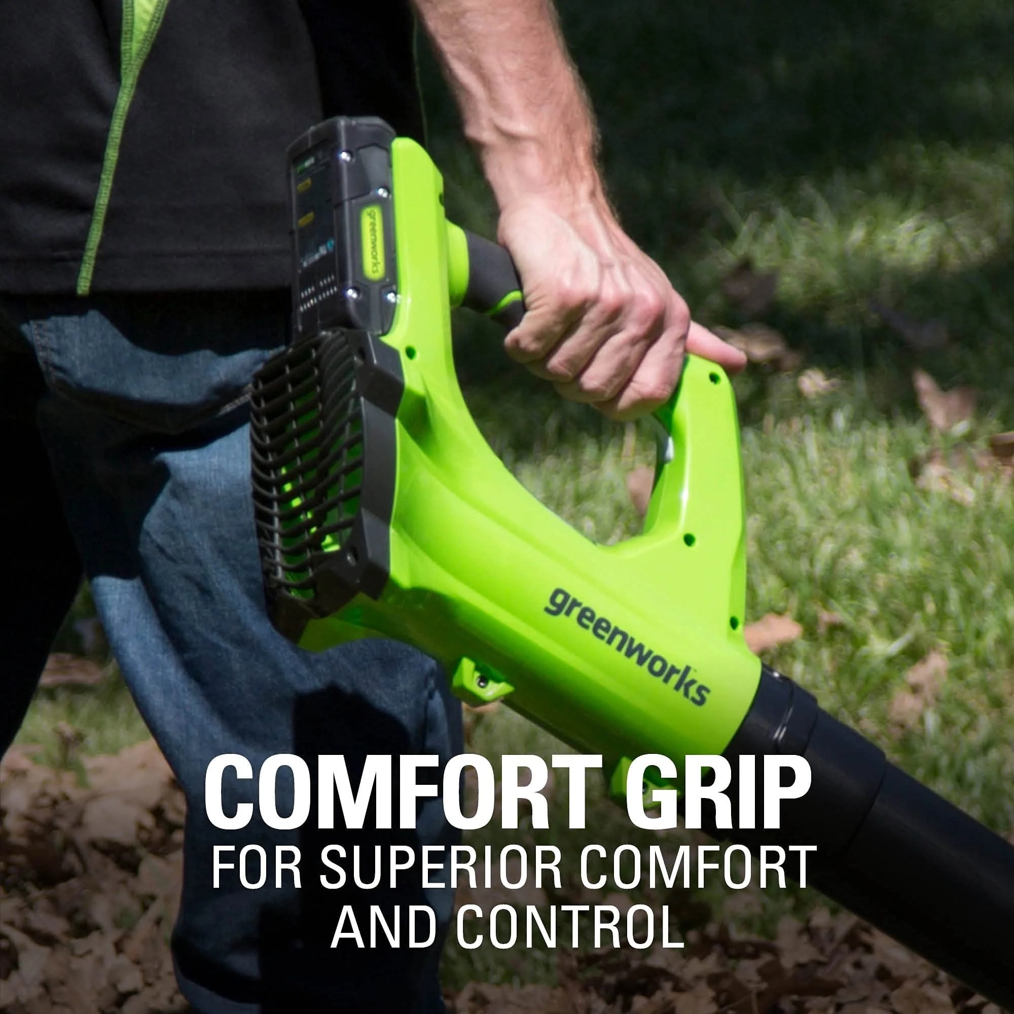 Greenworks 24V 330 CFM 100 mph Cordless Leaf Blower with 2.0 Ah Battery and Charger, 2403502AZ
