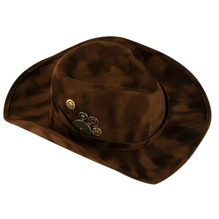 Felt Cowboy Hat - Steampunk Inspired Design Cowgirl Cap, Costume Cosplay Accessories, Unisex for Men, Women and Teens, Dark Brown