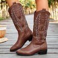 thumbnail image 2 of Pandaie Western Cowboy Boots for Women Knee High Wide Calf Cowgirl Boots Embroidery Classic Pull on Tall Boot, 2 of 8