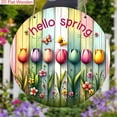 thumbnail image 3 of HELLOYOUNG Spring Wood Sign Hanging Decor, 2D Tulips Butterflies Flat Pendant for Front Door Wall Art, Rustic Home Wooden Decoration, 3 of 5