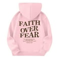 thumbnail image 4 of CCRFTGI Faith Over Fear Hoodies for Girls Letter Graphic Religious Faith Boys Sweatshirts Long Sleeve Bible Verse Hooded Pullover Tops with Pocket Pink 9-10 Years, 4 of 6