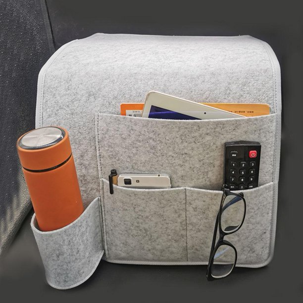 Organizador De Almacenamiento Bolsillo de fieltro para cama, organizador de almacenamiento colgante, soporte para botella de agua (gris claro)