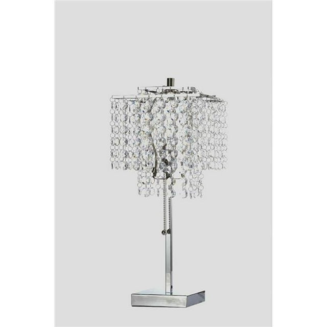 Oreintl ORE-73219 20.5 in. Square Glam Deco 2 Tier Table Lamp, Silver