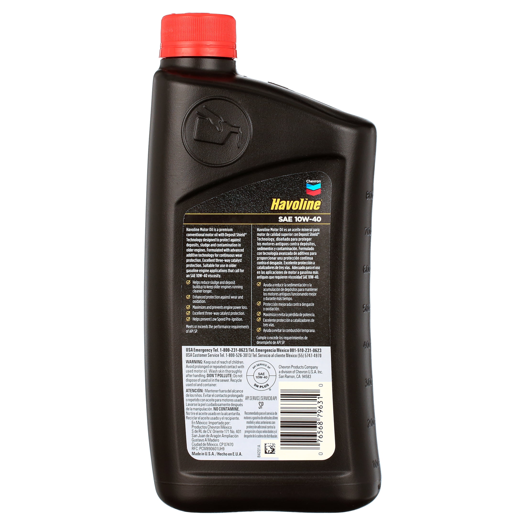 Chevron Havoline Conventional Motor Oil 10W-40, 1 Quart Bottle