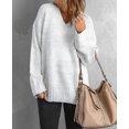 thumbnail image 4 of Women's White V neck Drop Shoulder Knitted Sweater, 4 of 7