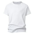 thumbnail image 2 of Camisas Elvqul de Hombre Blanco Manga Corta de Color Sólido Cuello Redondo Casuales, 2 of 4