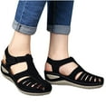 thumbnail image 4 of Wioihee Womens Summer Sandals Casual Bohemia Gladiator Closed Toe Wedge Shoes Comfort Ankle Strap Slip On Platform Sandals Black 12(43), 4 of 4