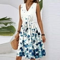 thumbnail image 4 of Graduation Dress, Floral Casual V Neck Sleeveless Tunic Tank Dress Cocktail Wedding Guest Beach Vacation Sundress Evening Formal Dresses Women Plus Size Dresses Casual Dresses (S, White) ZMTing, 4 of 5