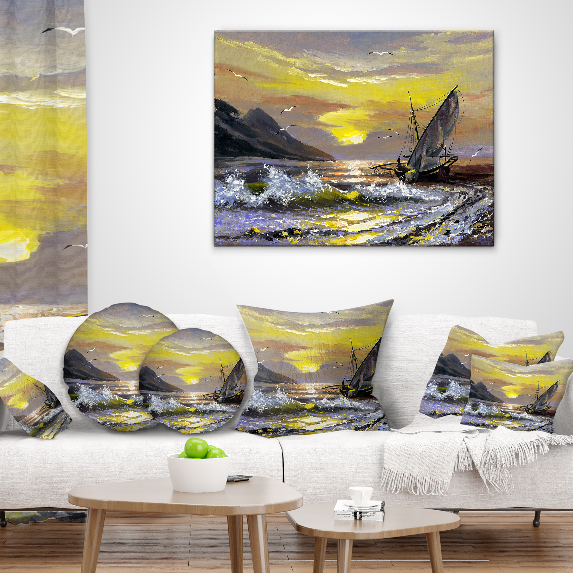 Designart Meet you Soon - Seascape Throw Pillow - 18x18